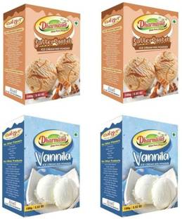 Dharmasut 2 Butterscotch + 2 Vanilla Instant Ice Cream Mix Powder | Combo of 4 | 400 g