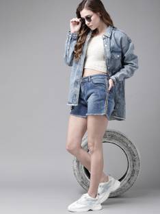 Price History of Roadster Solid Women Dark Blue Denim Shorts