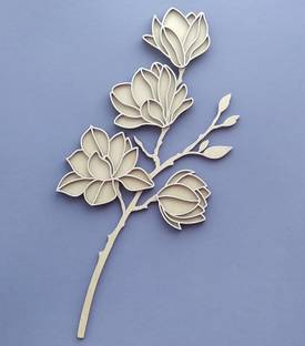 Haoser Wooden Crafts Solid Design Double Layer Wooden Flower Different Shapes Pack of 5