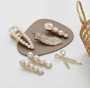 SHASHI 6 Piece Korean Style Pearl Barrettes Women's Set Hairpin Korean Style Hair Clip Hair Pin