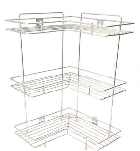 Zobby Containers Kitchen Rack Steel L Corner Shape Stand Triple Layer 3-Tier Stainless Steel Multipurpose Storage Rack/Shelf - Kitchen & Bathroom Stainless Steel