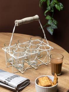 MARKET 99 Tea Stand With Glass (Each Glass 100 Ml) Dinner Plate