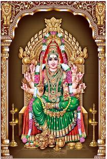 Bhuvaneshwari Devi Sparkle Coated Self Adhesive Waterproof Painting Vinyl Poster Without Frame (24 x 36 inch) Fine Art Print