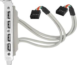 LipiWorld 4 Ports USB 2.0 Header Port Slot Plate Panel Cable Female Screw to Motherboard 9pin Header Back PCI Rear Panel Bracket for Desktop Computer Expansion Card