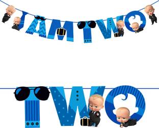 ZYOZI Boss Baby I Am Two Banner | Bunting Hanging for Boys Boss Baby Party Decoration Banner