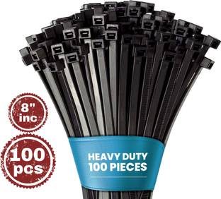 Rawba Zip Ties Cable Adjustable Durable Self locking Black Nylon Cable Straps 8" Long Nylon Standard Cable Tie
