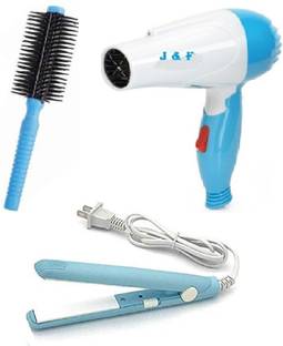 HINSHITSHU Flexible Brush With Soft Bristles Round Hair Brush With 1290 Hair Dryer And Poratble Mini Hair Straightner