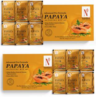 NutriGlow NATURAL'S Set of 2 Advanced Pro Formula Papaya Facial Kit for Even Skin Tone (60gm each)