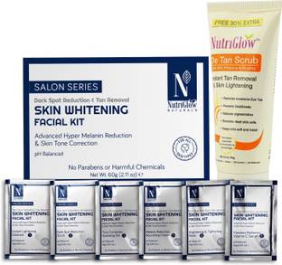 NutriGlow NATURAL'S Advanced Pro Formula Set of 2 Skin Whitening Facial Kit 60gm & De-Tan Scrub 65gm