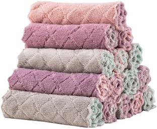 UNCOMMON Kitchen Microfibre Cleaning Clothes, Highly Absorbent, Very Soft, Multi-Purpose Wash Cloth for Kitchen, Car, Window, Stainless Steel, Silverware (ReUsable) Multicolor Cloth Napkins