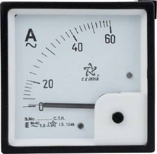 CKINDIA CK INDIA 96mm 60 Ampere meter (Analog) fitted with Brass Nut and Volt Voltmeter
