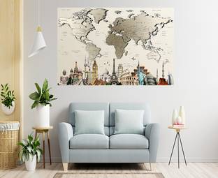 Decorative Production Countries & Cities Multicolor Wallpaper