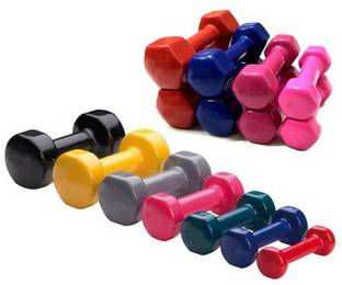 LCARNO Vinyl Rubber Imported Dumbbells 1kg X 2 =2kg Fixed Weight Dumbbell