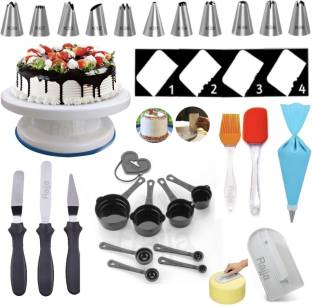 RAJJA 12 Piece Cake Decorating Set Frosting Icing Piping Bag Tips with Steel Nozzles Kitchen Tool Set