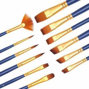 Beauty Hub Decor 12 Professional Round Pointed Tip Nylon Hair Artist Acrylic Paint Brushes