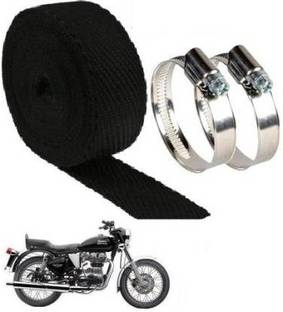 SRPHERE SRM-214- (3 Mtrs Black) Silencer Wrap With Clamp Bike Exhaust Heat Shield Bike Exhaust Heat Shield