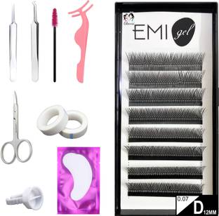 Gleevia 8Row Synthetic Black Eyelash Extension, 0.07-D12mm YY-2D Stable Curl(Combo Pack)