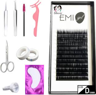 Gleevia Synthetic Black Eyelash Extension, 0.05-D10mm Classic Stable Curl (Combo Pack)