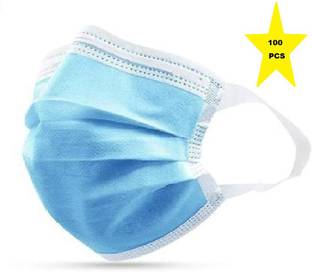 VOIISH 3 Ply Surgical Mask with Nose Pin soft loop fabric disposable pack of 100 Surgical Mask With Melt Blown Fabric Layer