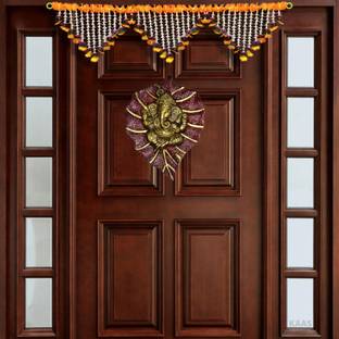 Arsh Variety Store Wall Hanging Lord Ganesh on Leaf Metal Idol Statue For Home wall Door Décor Decorative Showpiece  -  18.5 cm