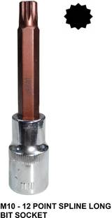 TOM M10 - SPLINE Hardened and Tempered Long Bit Socket 1/2" Drive Socket Set