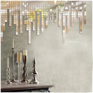 RadhaKripa 151 cm 3D Acrylic Stickers Mirror Stickers Wall Stickers 100 Mirror Stickers Self Adhesive Sticker