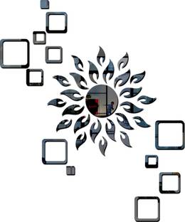 Mirror Sticker 55 cm Sun black with square black 2 set Acrylic Stickers 3D Stickers wall stickers Self Adhesive Sticker