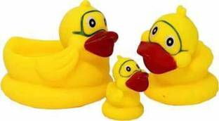 Globular Squeeze Chu Chu Sound Bathtub Toys for Toddler Kids (3 PC Duck Family) Bath Toy