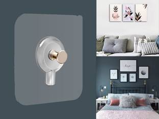 RENVA 12 Pcs Self Adhesive Wall Hook for Hanging Photoframe,Wall Clock,Home and Bathroom Accessories Heavy Duty Transparent(Pack of 12) Hook 12