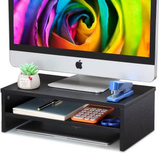UniAart Computer Monitor Riser Stand 16.5” 2-Tier for Home, Office, Business Wooden Desk Stand Laptop Stand Compatible with Universal, 26 - 35 cm Laptops