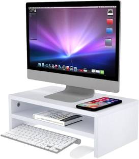 UniAart Computer Monitor Riser Stand 16.5” 2-Tier Computer Monitor Shelf Wooden Desk Stand Laptop Stand Compatible with Universal, 26 - 35 cm Laptops