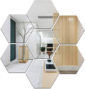 HBD SALES 17.78 cm Hexagon Mirror for Sink,Living Room,Bedroom,Office,Home Wall-7*7Each (12pcs set) Self Adhesive Sticker