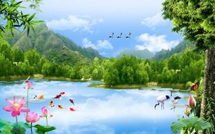 HD PRINT HOUSE Vinyl Nature Multicolor Wallpaper