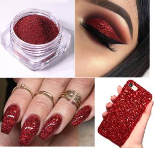 ADJD Sparkling Loose Shimmer Multicolor Eye Shadow Glitter Powder Pigment RED