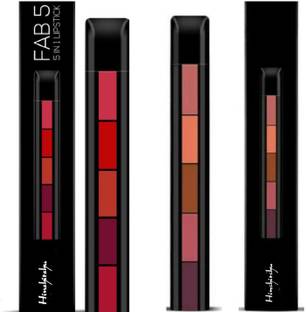 HINSHITSHU Fab Nude And Red Edition 5 in 1 Beauty Pocket Matte Lipstick ( Combo Pack of 2 )