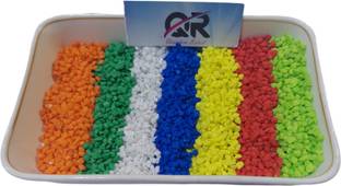 Quantum Retail (12 Colors X 30 gms = Total 360 gms) Color Marbles/Pebbles/Stones (Size:3mm-5mm) Painted Asymmetrical Marble Stone