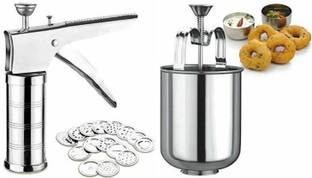 PARADIYA SALES Stainless Steel Meduvada Maker Shaped Set of 15 Pattern Discs Kitchen Press Vada Maker