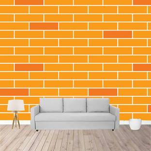 HD PRINT HOUSE Vinyl Decorative Yellow, Orange Wallpaper