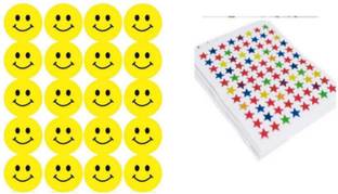 imtion 2 in 1 ( 350 Smiley emoji Sticker + 800 Star sticker Multi colour )