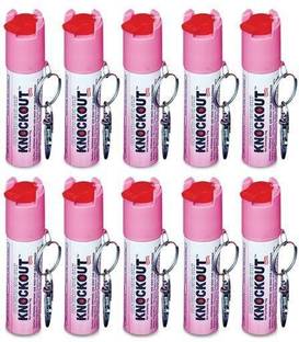 Knockout Self Defence Pepper Spray for Women Safety With Safety Lock (Pack of 10) Pepper Stream Spray