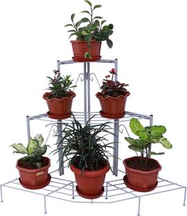 D&V ENGINEERING Corner Plant Stand flower pot stand 3-Tier Rack Perfect for Garden - Grey Plant Container Set