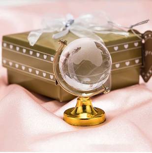 yogi Feng Shui Crystal Globe with Golden Stand Decorative Showpiece  -  7 cm