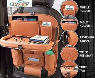 CARIZO Heavy Leather Car Back Seat Organizer for Toyota Innova Crysta New Car Storage Bag & Bin