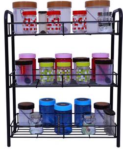 D&V ENGINEERING Utensil Kitchen Rack Iron 3-Tier Kitchen Storage Shelf Stand, Kitchen Countertop Organizer, Spice Rack,