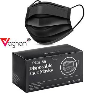 Vaghani 3 Ply Surgical Mask 50 Pcs ( Black )( 75 Gsm )( Best Quality ) Surgical Mask With Melt Blown Fabric Layer