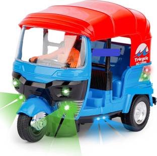 SR Toys Bump & Go Pull Back Vehicle Toys for Kids (Auto Ricksaw Tricycle)