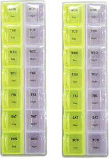 NWLY 14 DAYS Pill Medicine Organizer Reminder Storage Box for 7 Days, 2 Layer Pillbox Pill Box