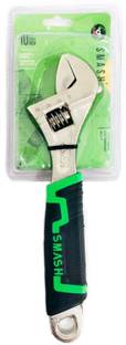 DARIT SMASH Adjustable Wrench Wide Jaw, Cr-V Steel with Bi-Material Soft Handle Single Sided Pipe Wrench