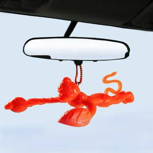 Qweezer New (Pack of 1)Car Flying Hanging Hanuman ji God Idol (Orange) Car Hanging Ornament
