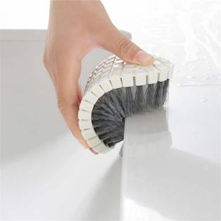 TOMATUS Bendable Brush For Bathroom Kitchen Stove Sink Floor Tile With Hanging Hole Plastic, 1 Pcs, White Flat Pastry Brush
